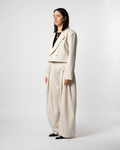 Coordinato gessato beige