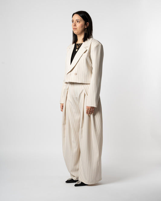 Coordinato gessato beige