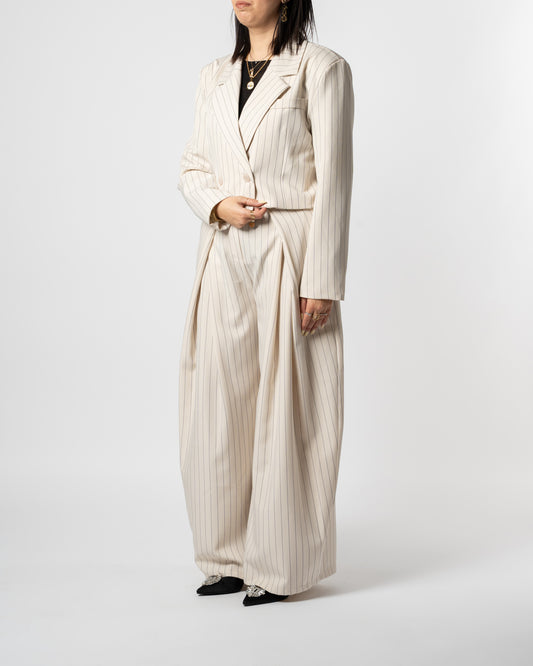 Coordinato gessato beige