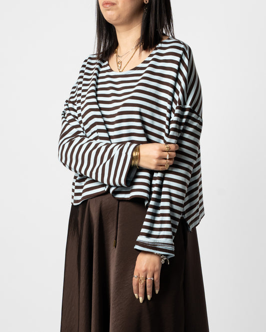 Felpa celeste/cioccolato